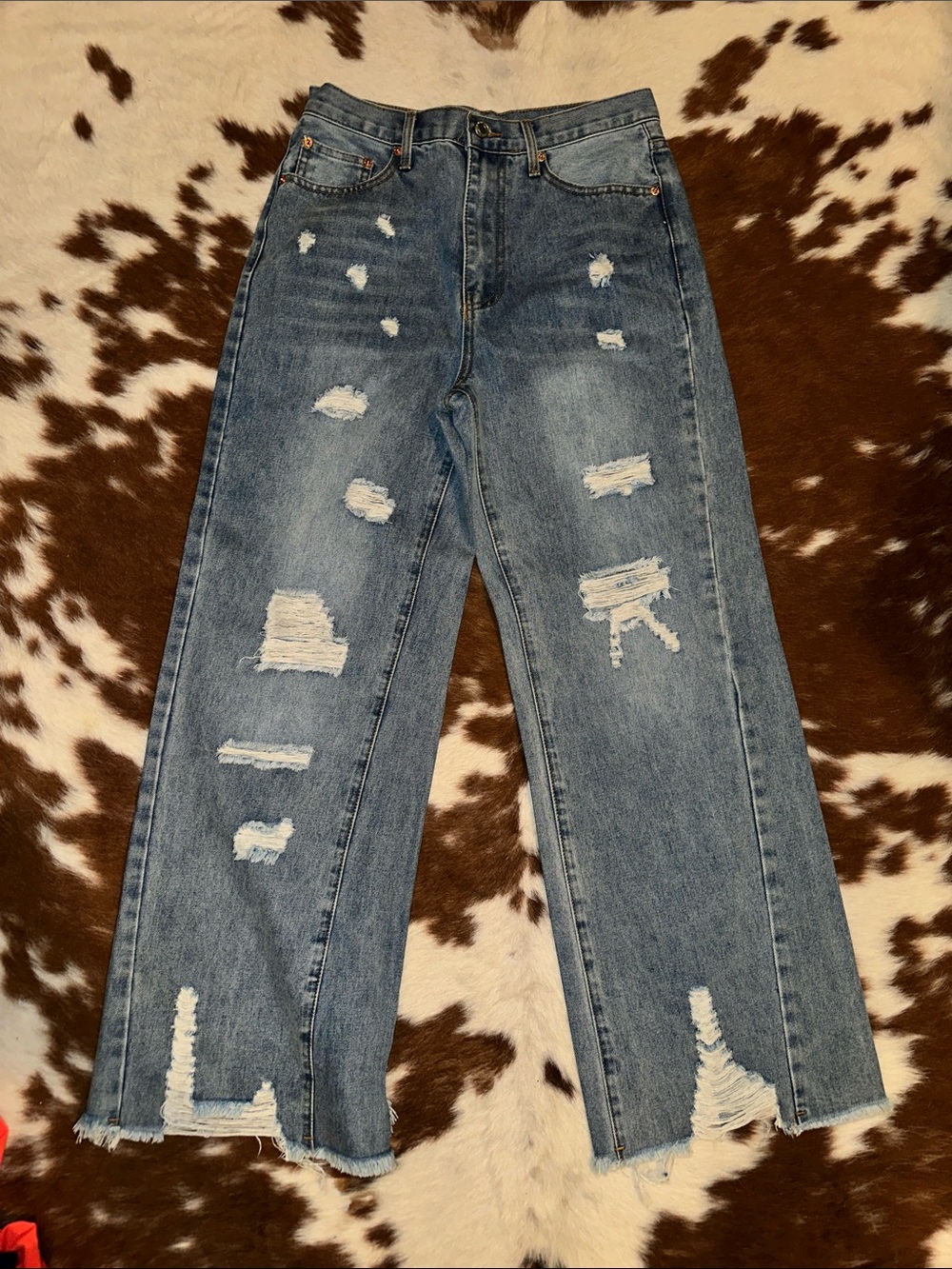 NWOT SoMe Distressed Relaxed Wide Leg Jeans! Size 25